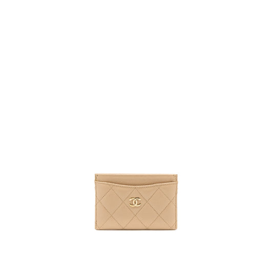 Chanel Classic Card Holder Caviar Dark Beige GHW