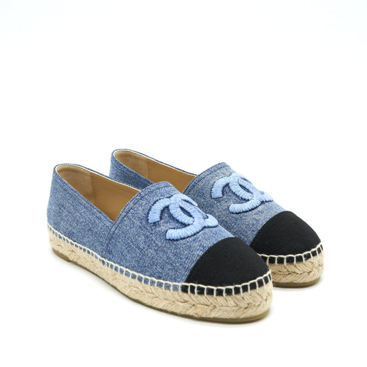 Chanel Espadrilles 38 in Denim and Black
