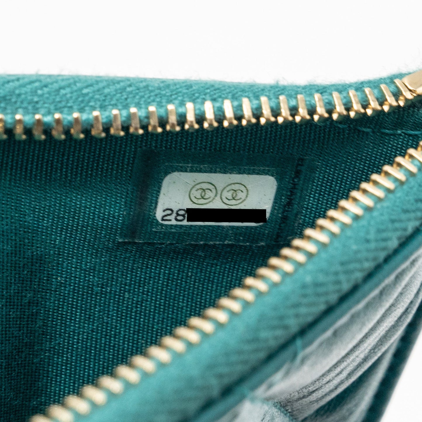 Chanel boy zip pouch lambskin green LGHW