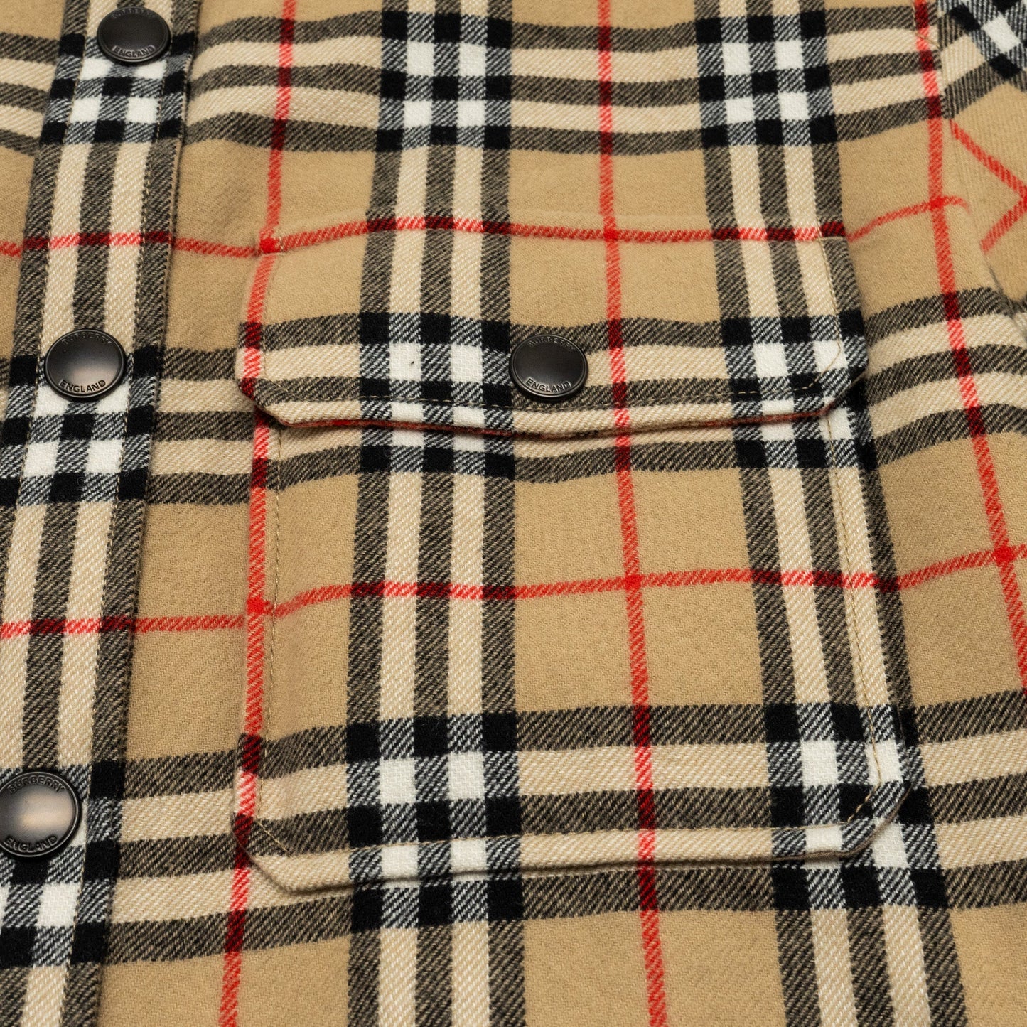 BURBERRY Size M Vintage Check Overshirt Jacket Virgin Wool/Cotton Beige