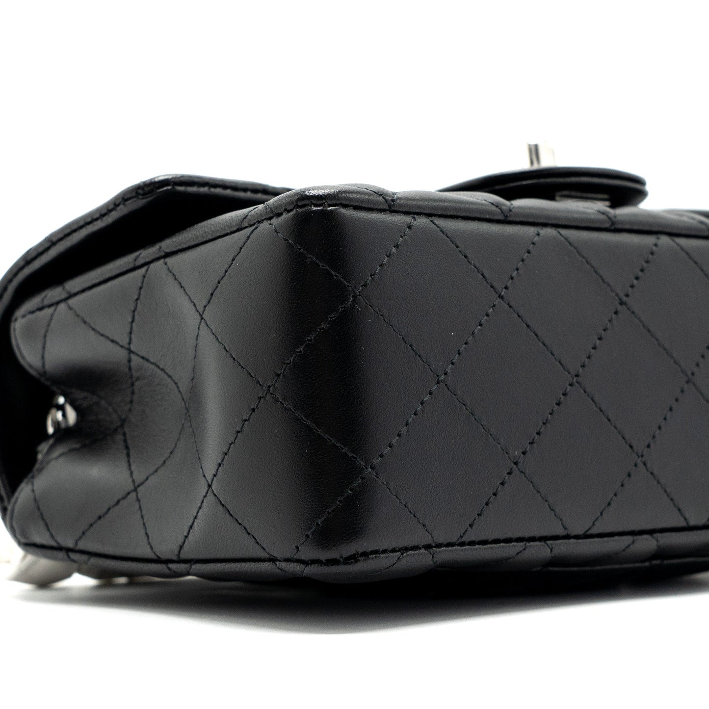 Chanel mini rectangular flap bag lambskin black SHW  (microchip)