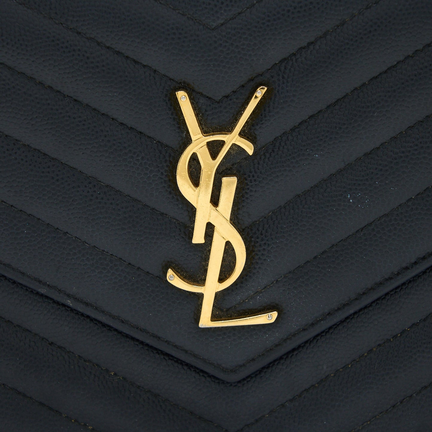 Saint Laurent/YSL Cassandra Matelasse Envelope Chain Wallet Grained Calfskin Black GHW