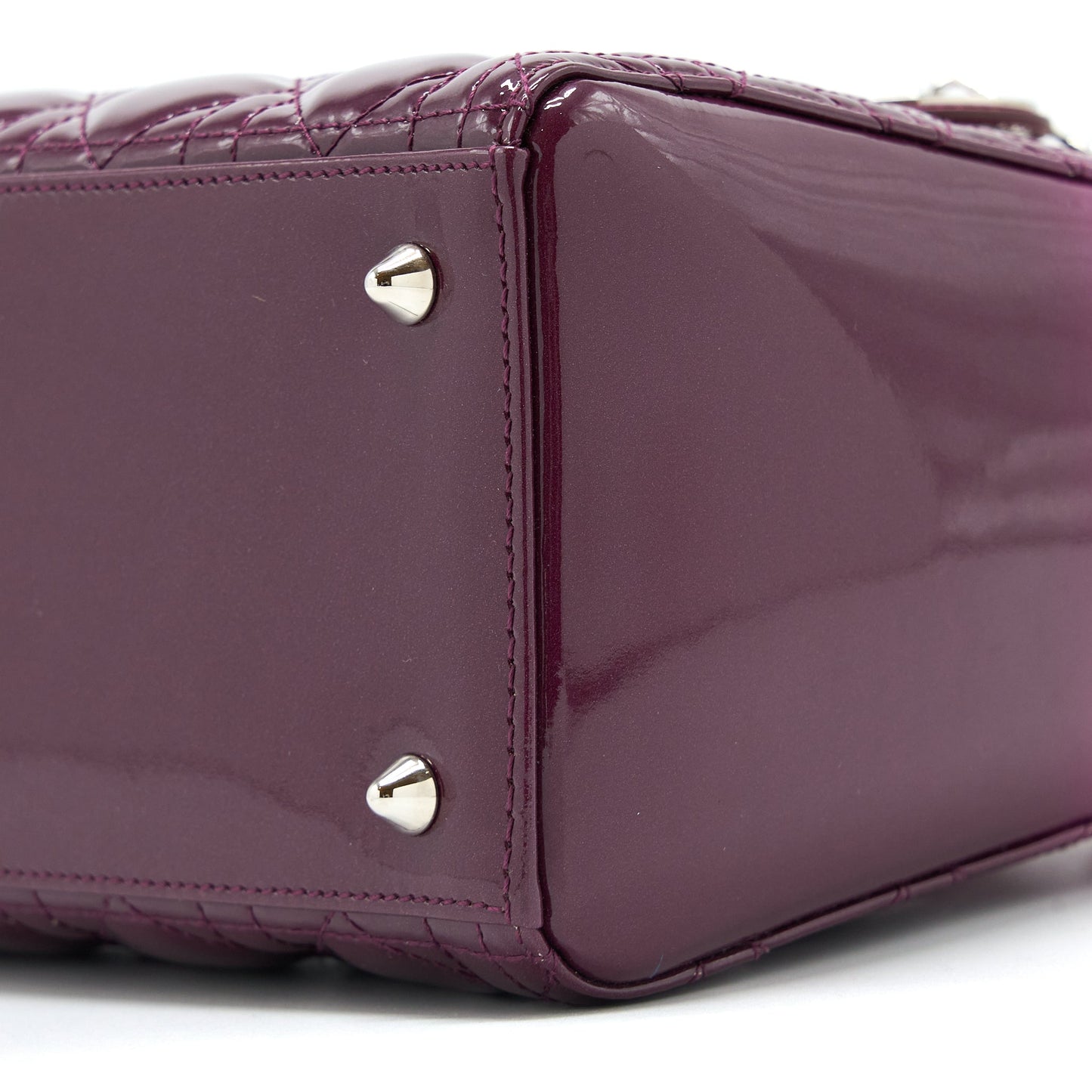Dior Medium Lady Dior Patent White/Purple SHW