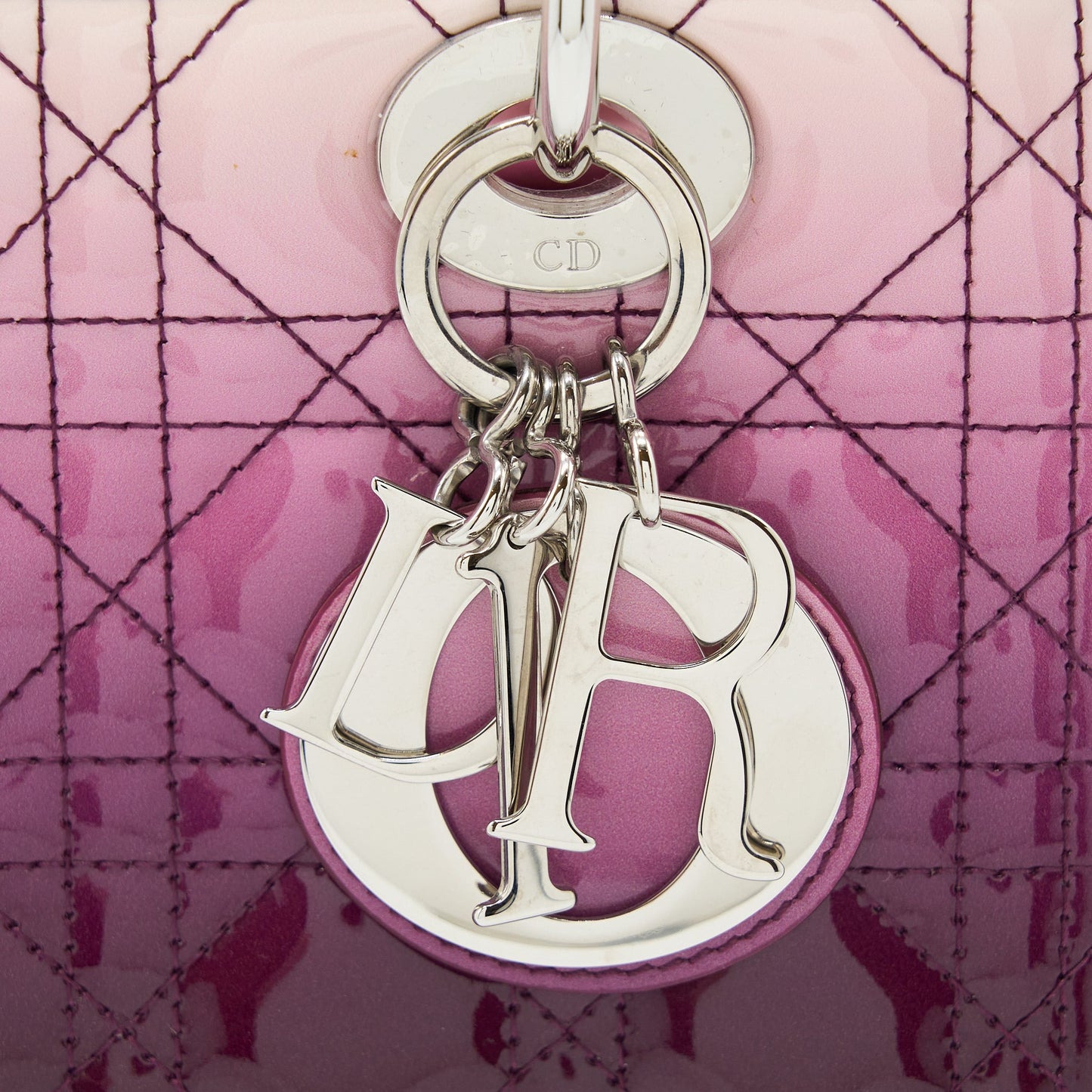 Dior Medium Lady Dior Patent White/Purple SHW