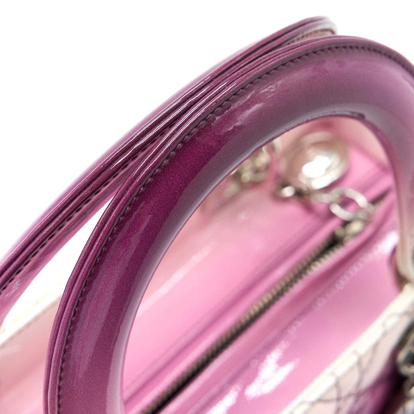 Dior Medium Lady Dior Patent White/Purple SHW