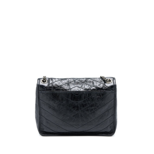 Saint Laurent Niki Aged Calfskin Black With Black And Ruthenium Hardware
