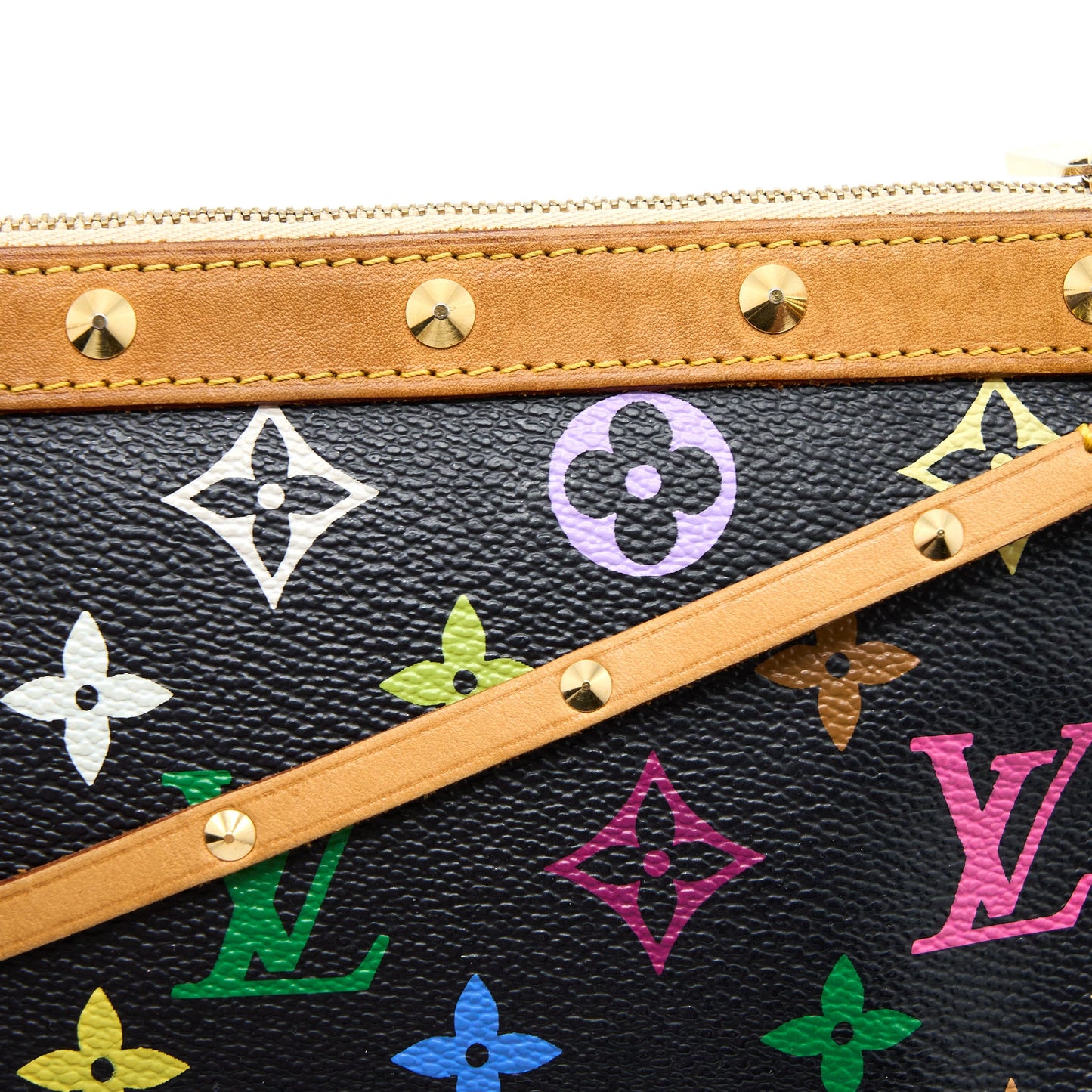 Louis Vuitton Vintage Pochette Accessories Multicolour Monogram Canvas Black GHW
