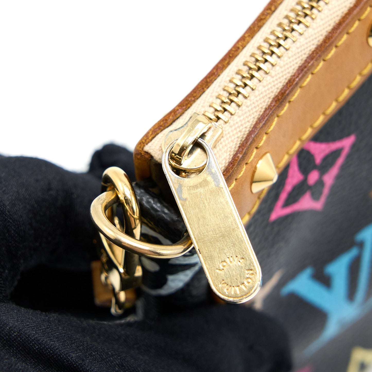 Louis Vuitton Vintage Pochette Accessories Multicolour Monogram Canvas Black GHW
