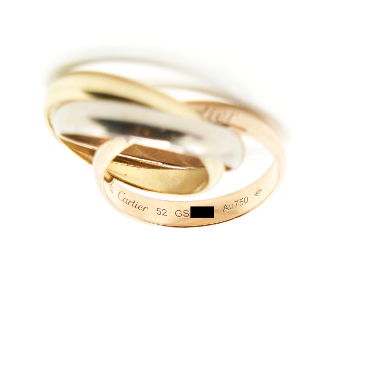 CARTIER SIZE 52 TRINITY CLASSIQUE RING WITH WHITE GOLD, YELLOW GOLD, ROSE GOLD