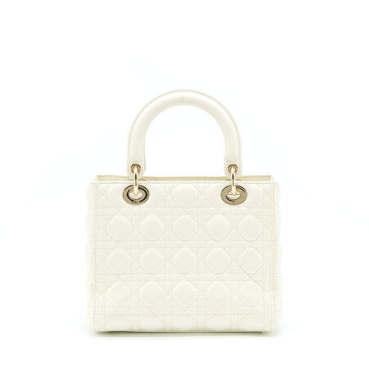 Dior Medium Lady Dior Bag Lambskin White LGHW