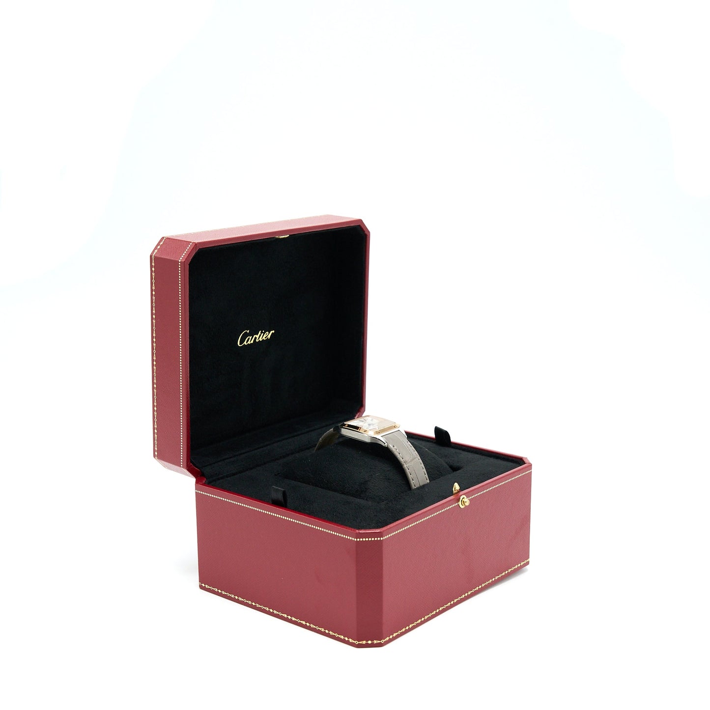 Cartier Santos Dumont Small Modal Rose Gold Steel Silvered Dial W2SA0012
