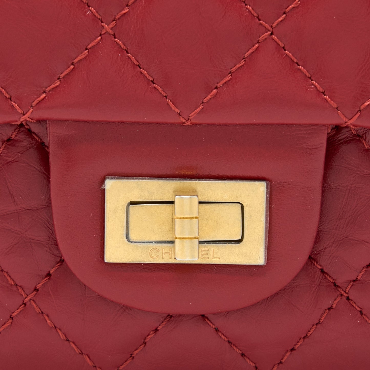 Chanel Mini 2.55 Aged Calfskin Red Brushed GHW