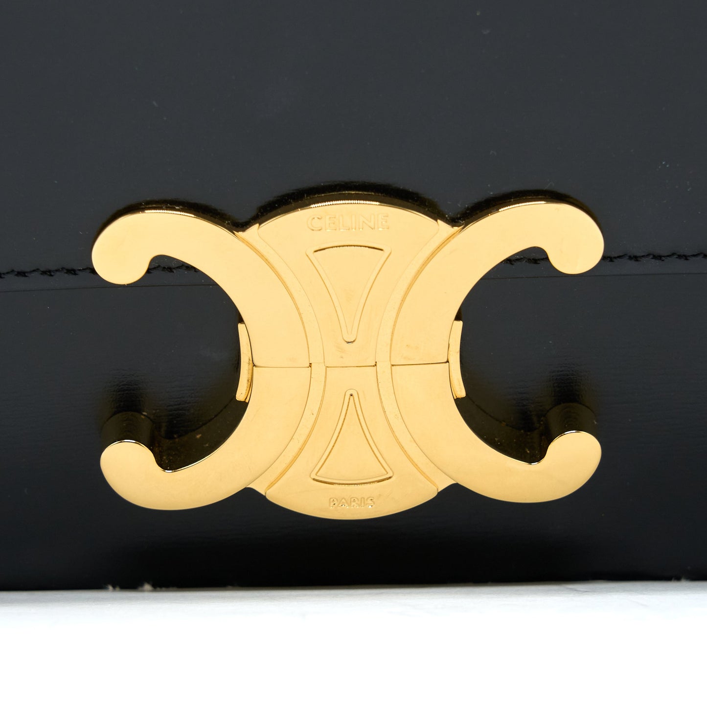Celine Triomphe Shoulder Bag Calfskin Black GHW