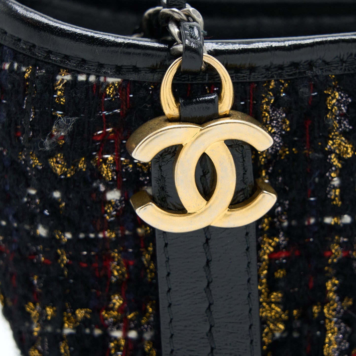 Chanel Small Gabrielle Hobo Bag Tweed/Leather Black Multicolour Hardware