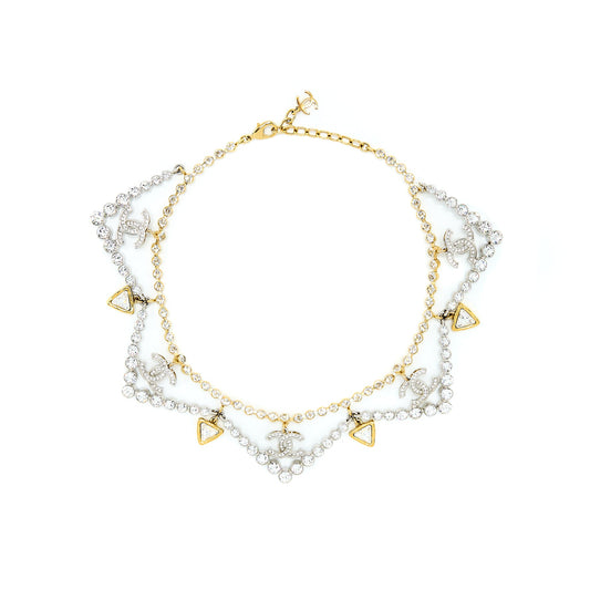 Chanel Crystal CC Choker Gold Tone