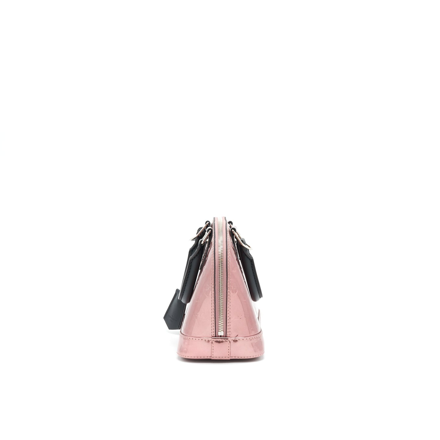 LOUIS VUITTON ALMA BB PATENT LEATHER METALLIC PINK WITH BLACK HANDLE SHW