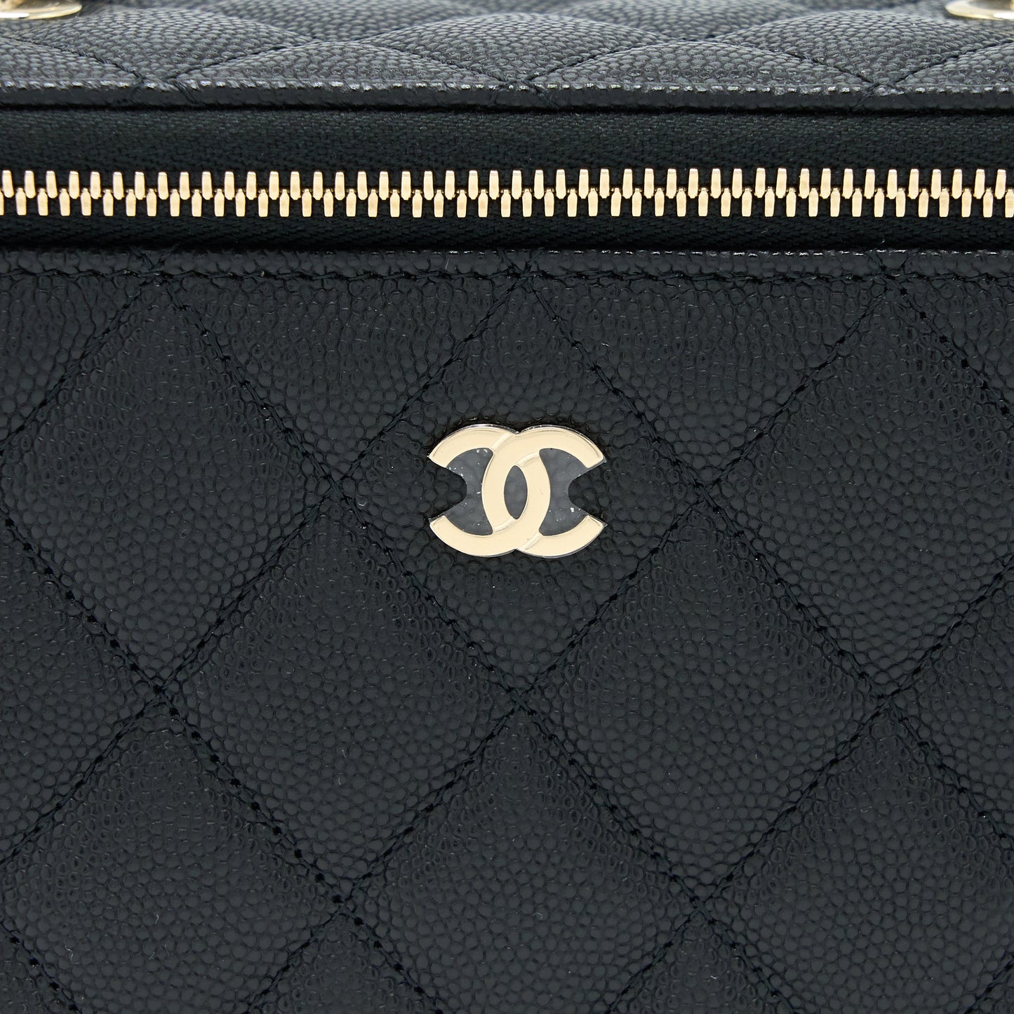 Chanel Long Vanity with Chain Caviar Black LGHW (Microchip)
