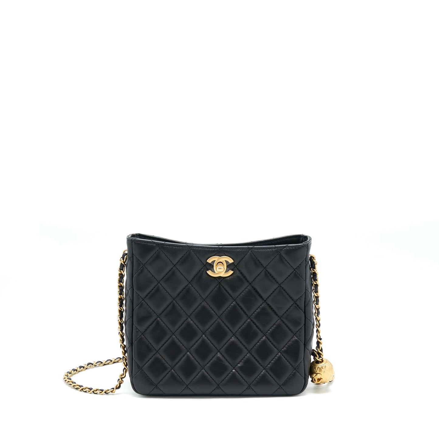 Chanel 22B Pearl Crush Hobo Bag Lambskin Black With GHW (Microchip)