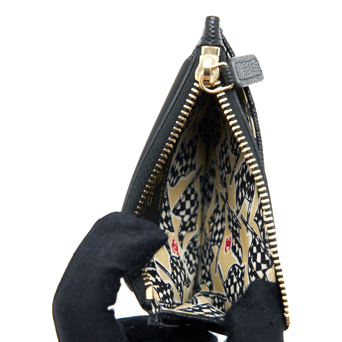 Chanel 23C Zipper Card Holder Caviar Black LGHW (Microchip)