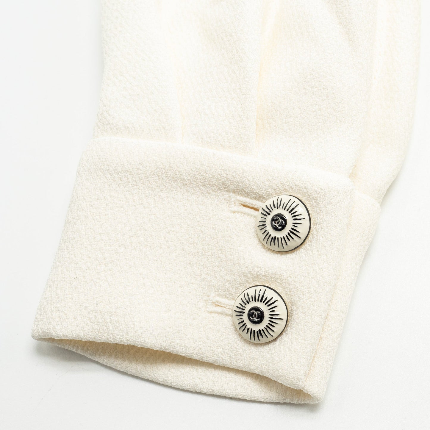 CHANEL Size 34 22C Runway Silk Crepe Blouse White