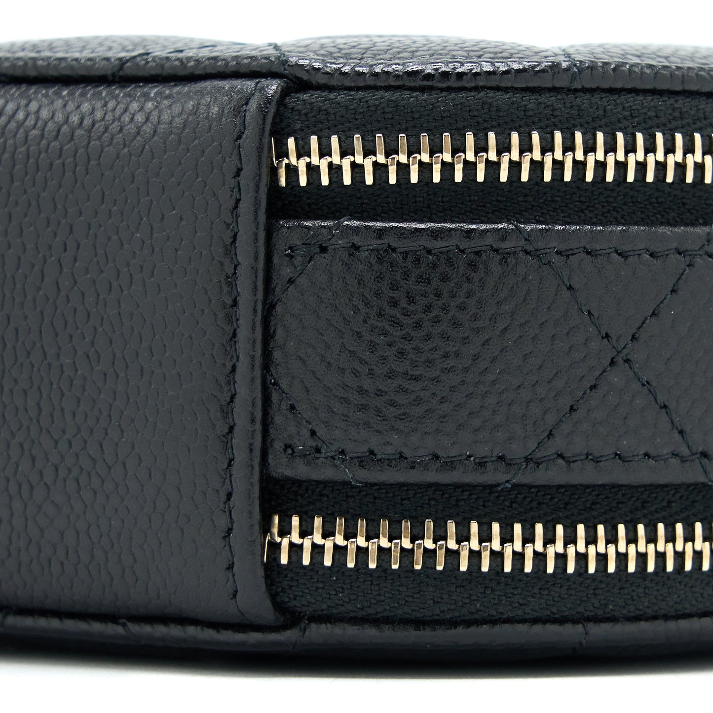 Chanel Mini Top Handle Round Vanity Case with Chain Caviar Black LGHW