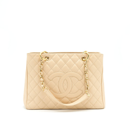 CHANEL CAVIAR GRAND SHOPPING TOTE GST IN BEIGE GHW