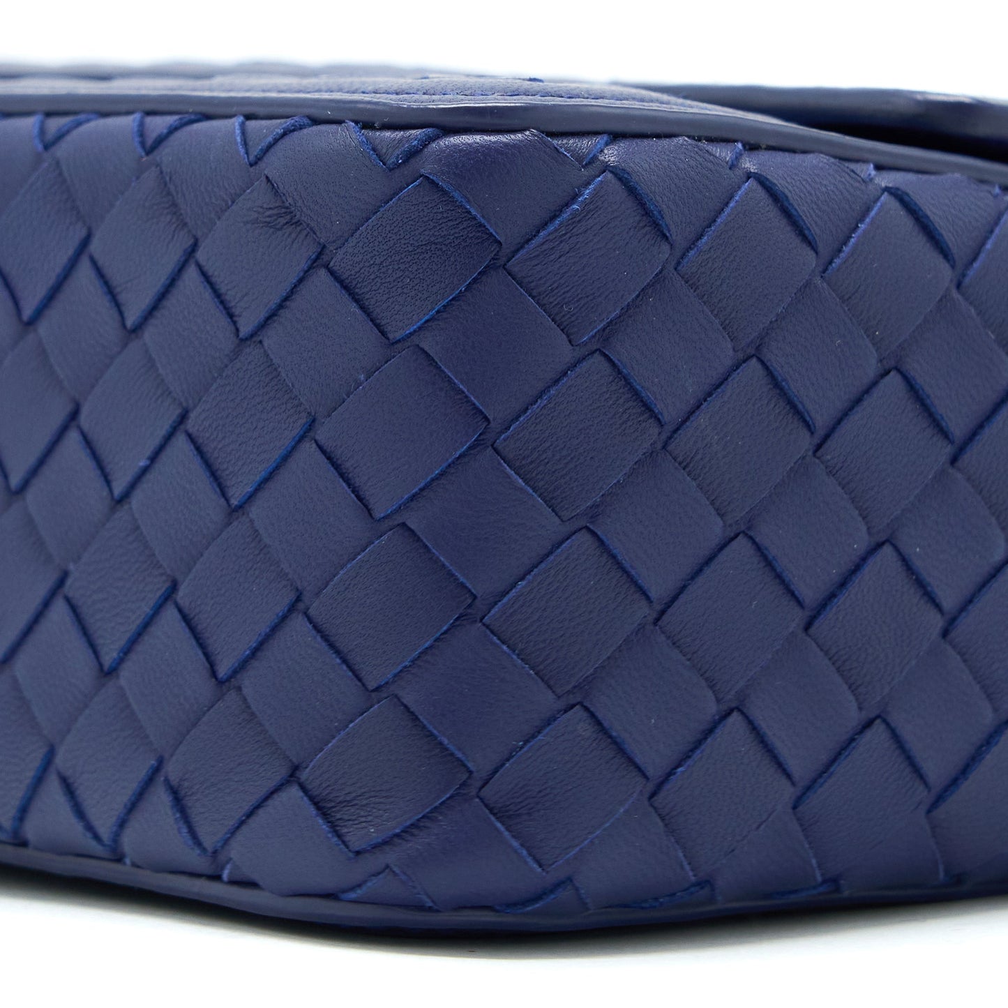 Bottega Veneta Top handle Crossbody Bag Navy Blue With Black Hardware