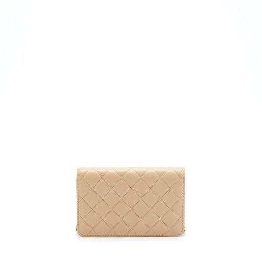 Chanel 22S detailed Logo Wallet on chain Caviar Dark beige with LGHW (microchip)
