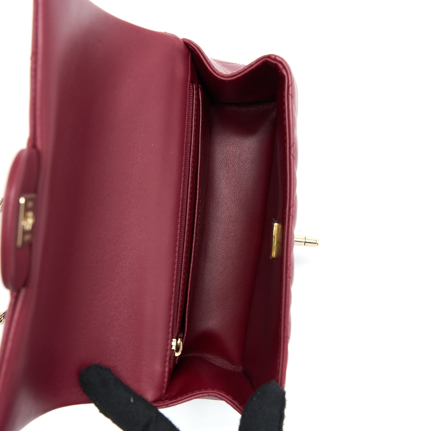 Chanel Top Handle Mini Rectangular Flap Bag Lambskin Burgundy GHW (Microchip)