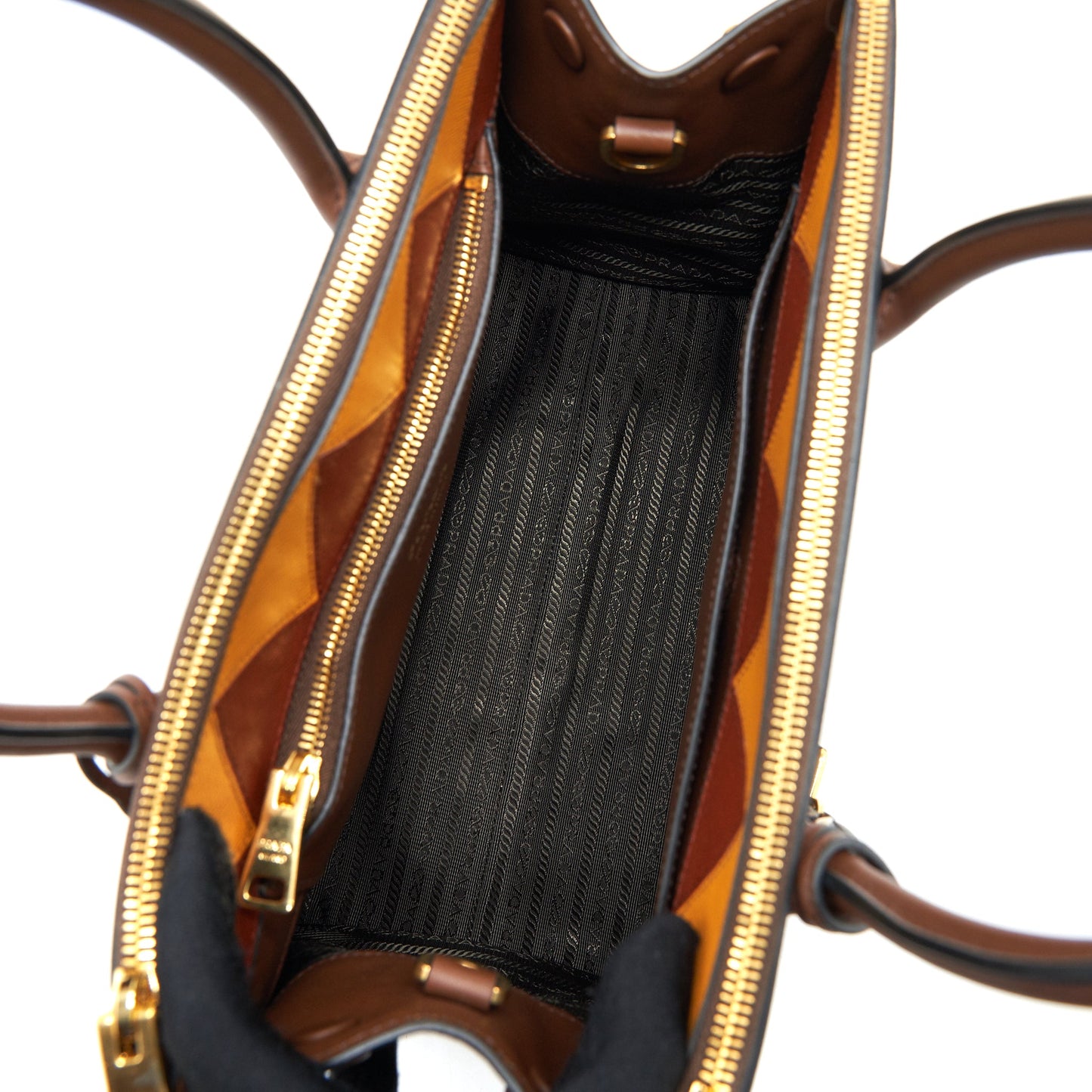 PRADA Saffiano Borda Bag Brown GHW