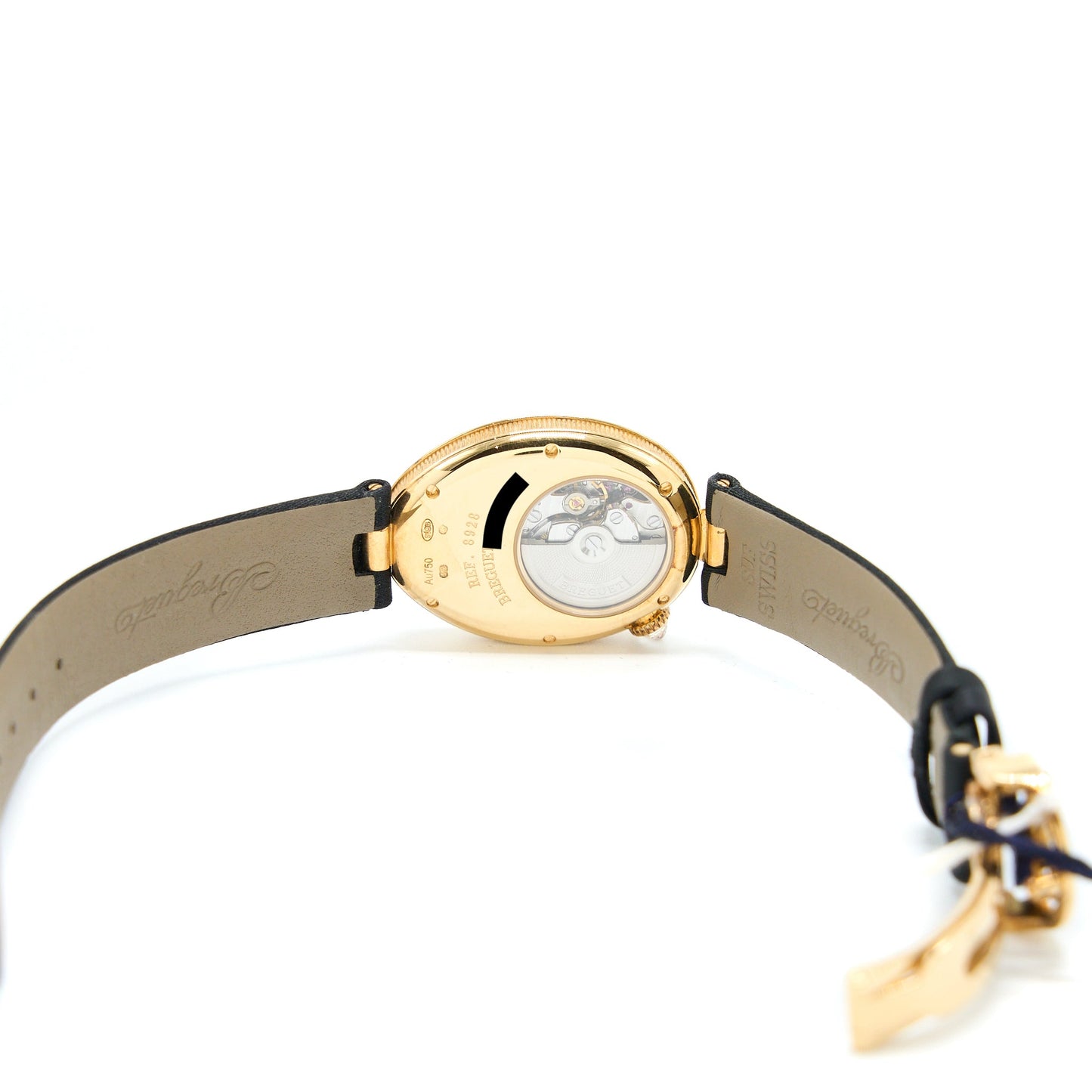 Breguet Reine De Naples Diamond Pave Dial Black Satin Strap Yellow Gold Ref:8928BA8D844DD0D