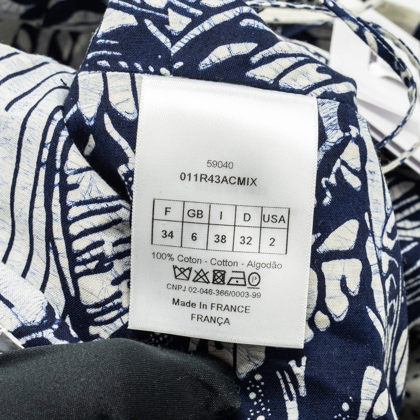 DIOR Size 34 Dress Fantaisie Cotton Navy/White