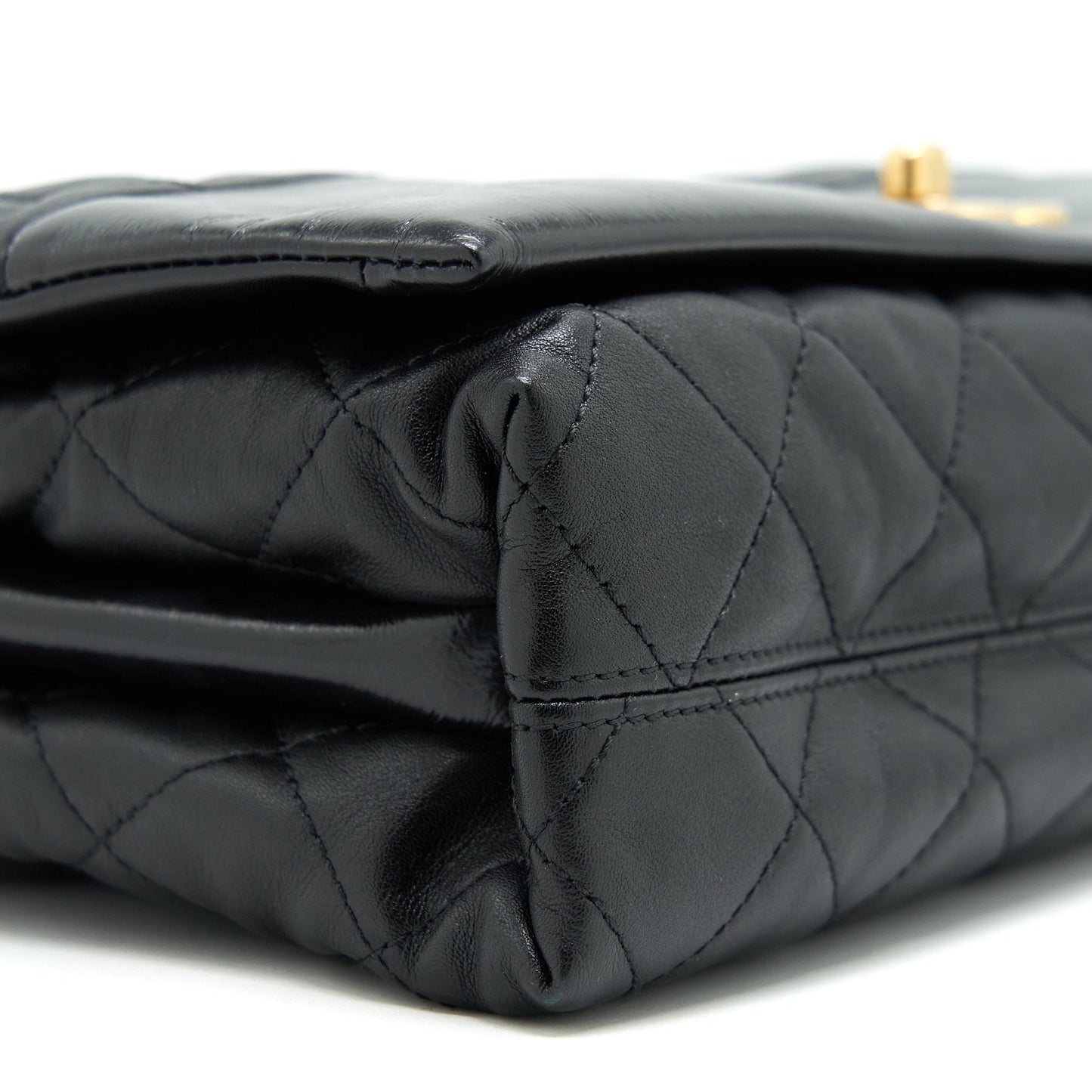 Chanel Large Single Flap Bag Calfskin  Black GHW
