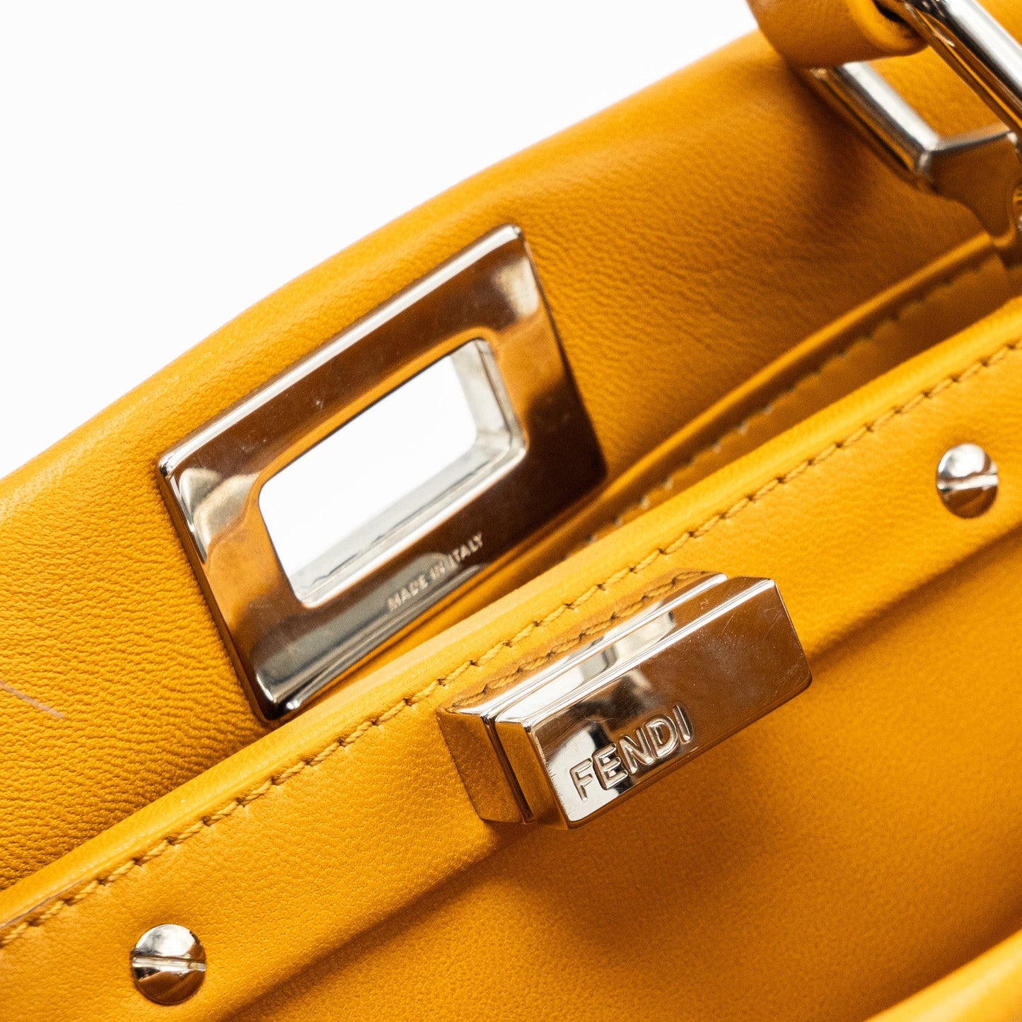 Fendi Mini Peekaboo Lambskin Bright Yellow SHW
