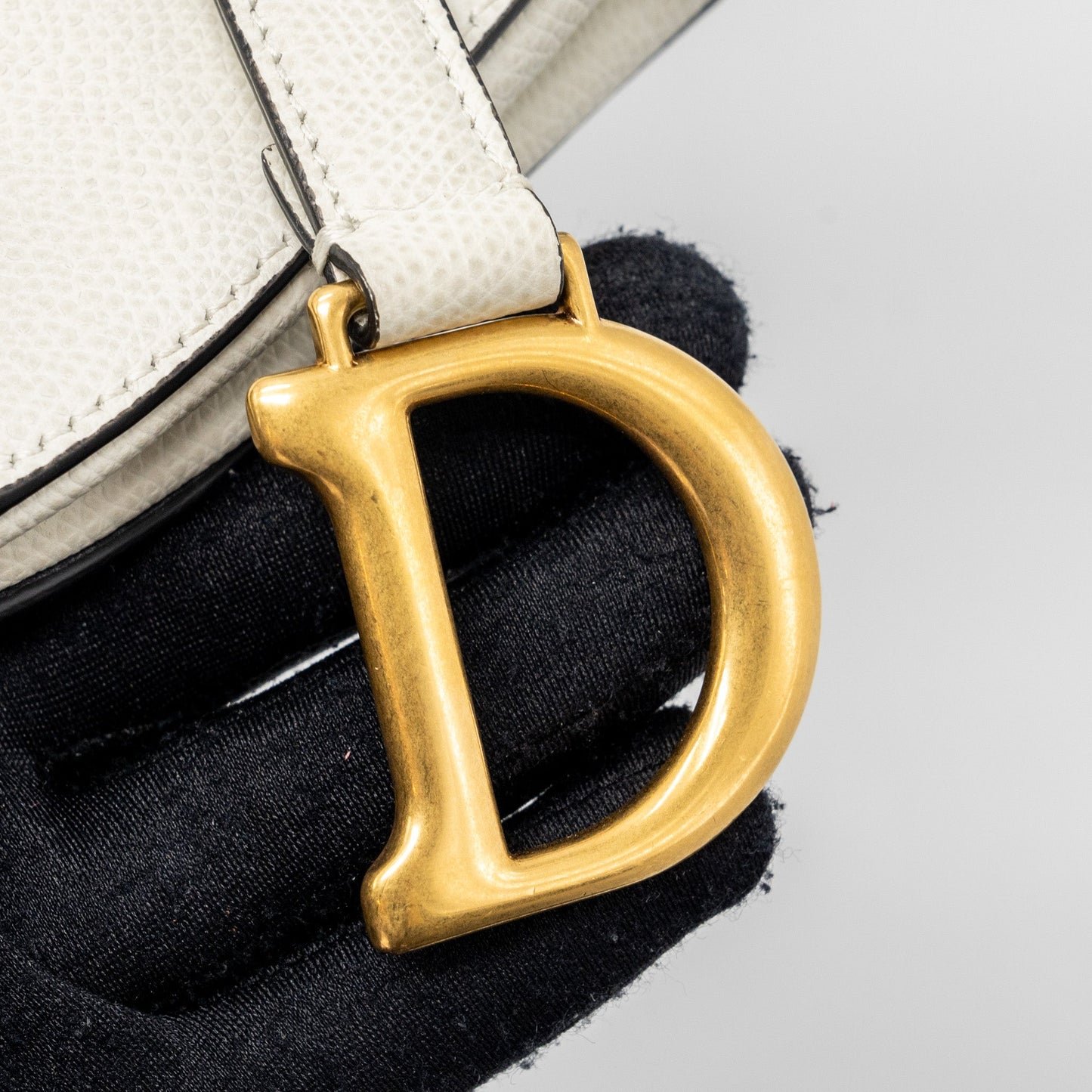 Dior mini saddle bag grained calfskin white GHW