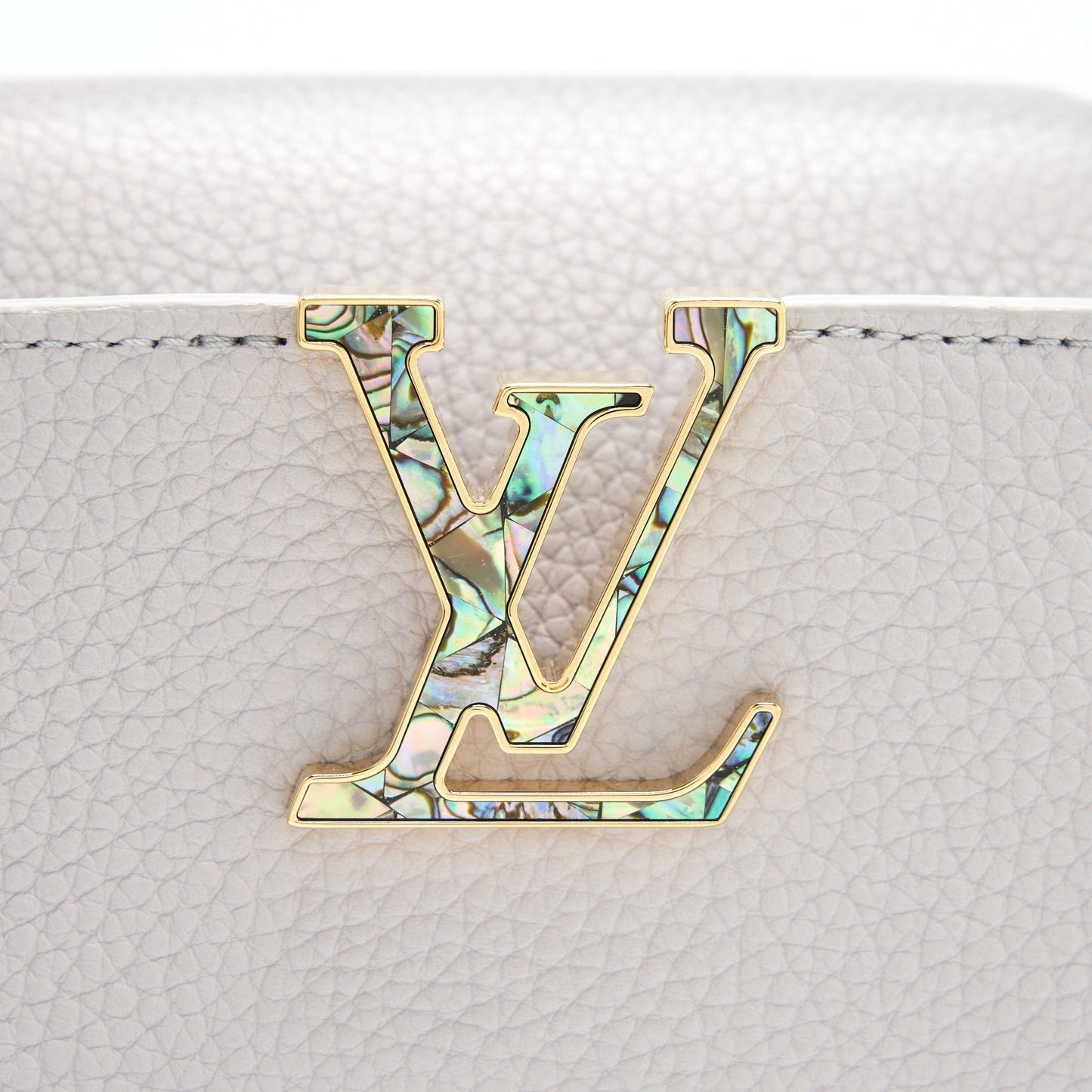Louis Vuitton Capucines BB Brume Grey Gold Harware with Abalone-Shell