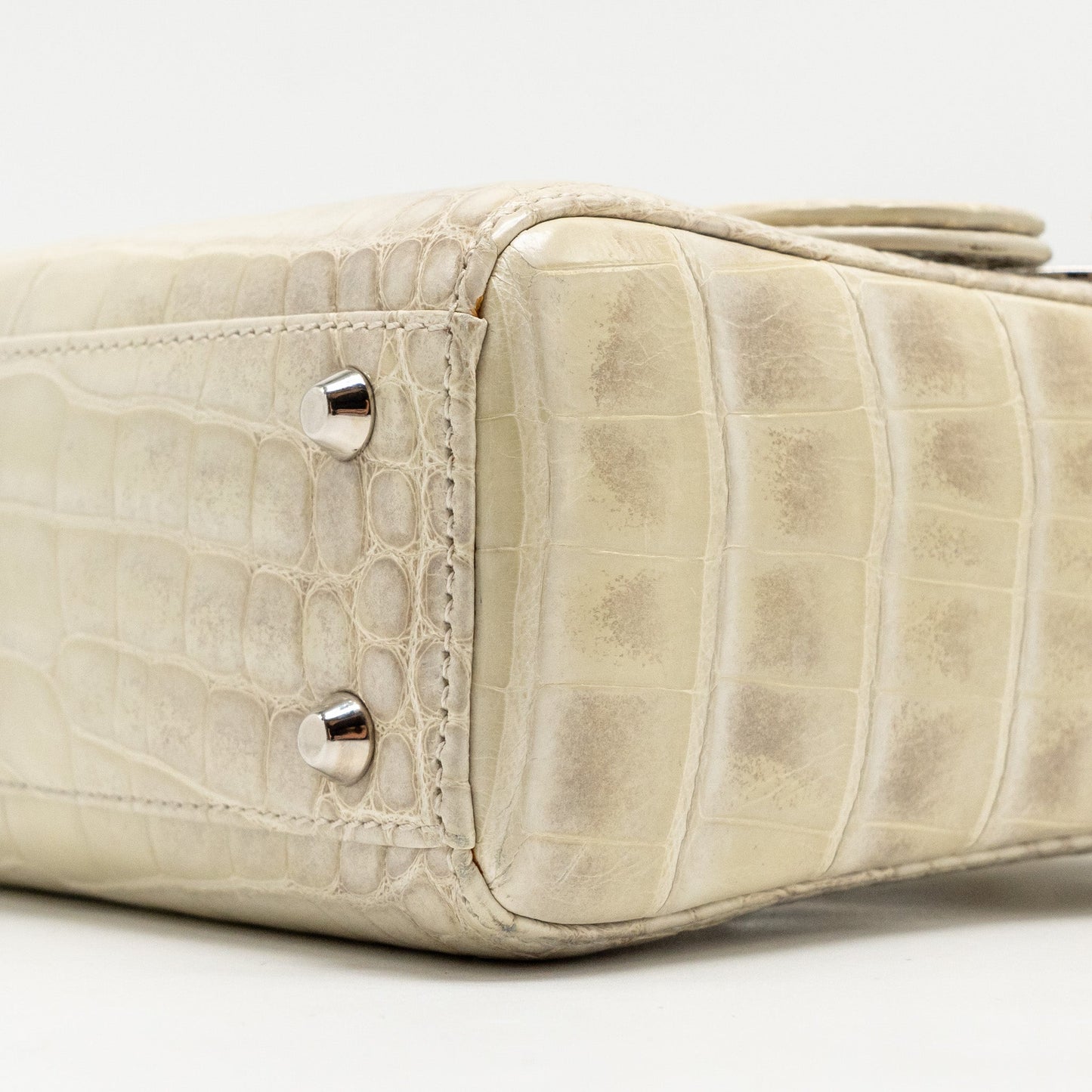 DIOR Mini Lady Dior Himalayan Crocodile White SHW