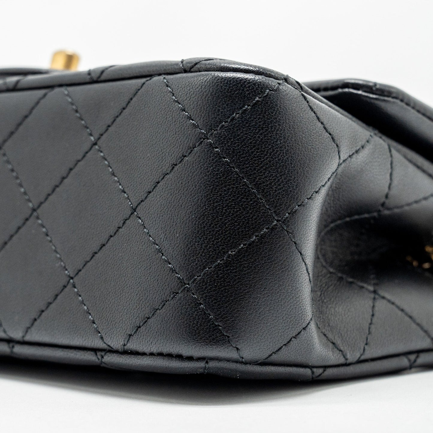 Chanel Pearl Crush Mini Rectangular Flap Bag Lambskin Black GHW (Microchip)