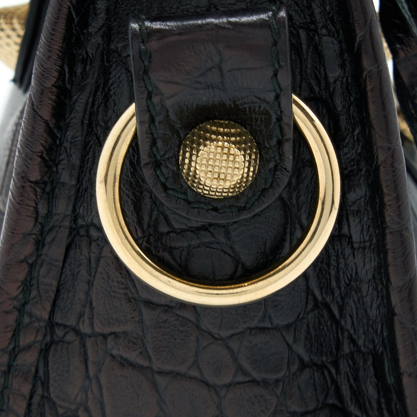 Balenciaga Mini City Croc-Embossed Calfskin Black GHW