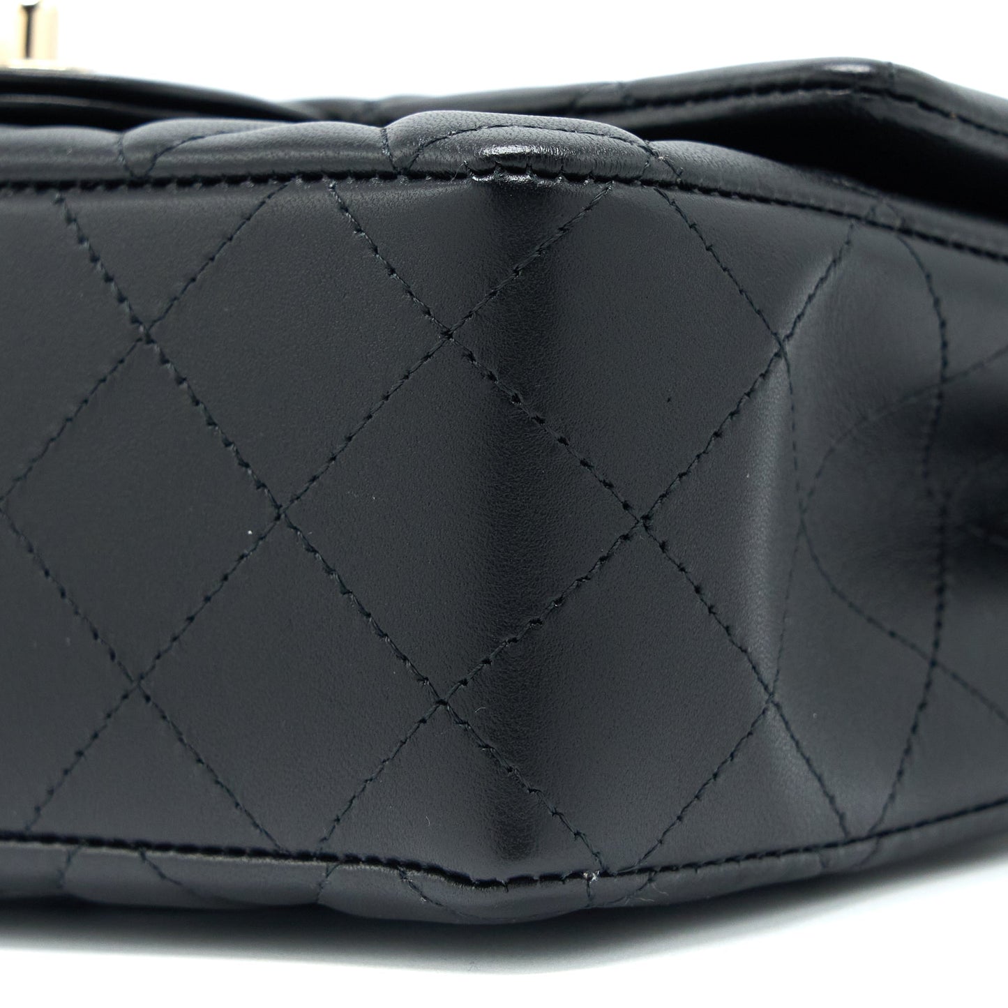 Chanel Mini Rectangular Flap Bag Lambskin Black LGHW (Microchip)