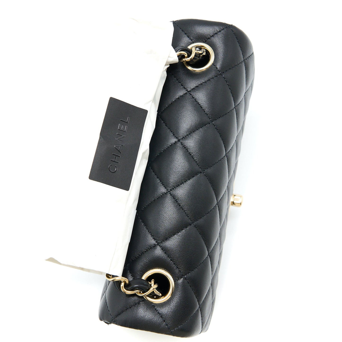 Chanel Mini Rectangular Flap Bag Lambskin Black LGHW (Microchip)