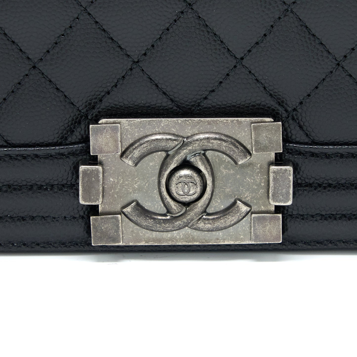 Chanel Small Boy Bag Caviar Black Ruthenium SHW (Microchip)