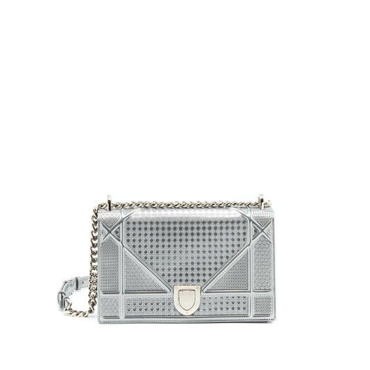 Dior Medium Diorama Metallic Silver SHW