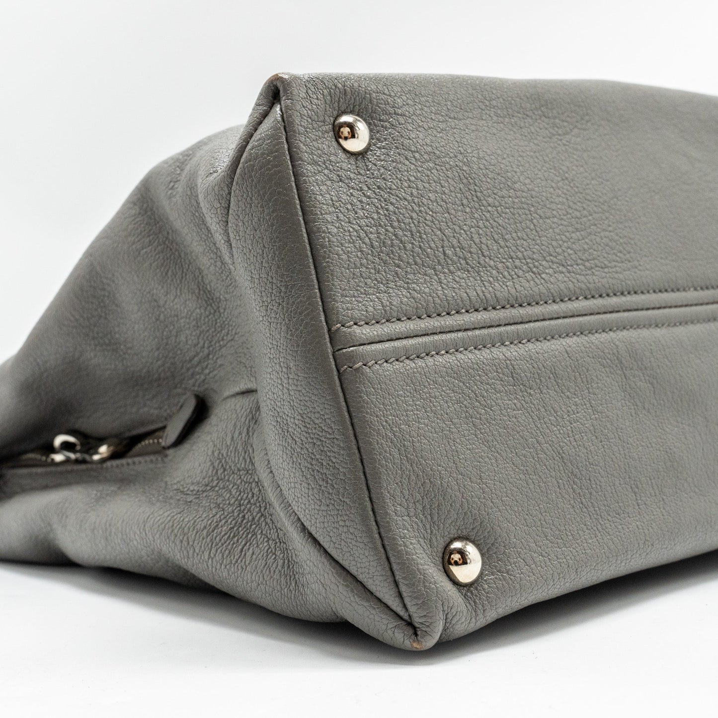 Miu Miu Tote Bag Leather Grey SHW