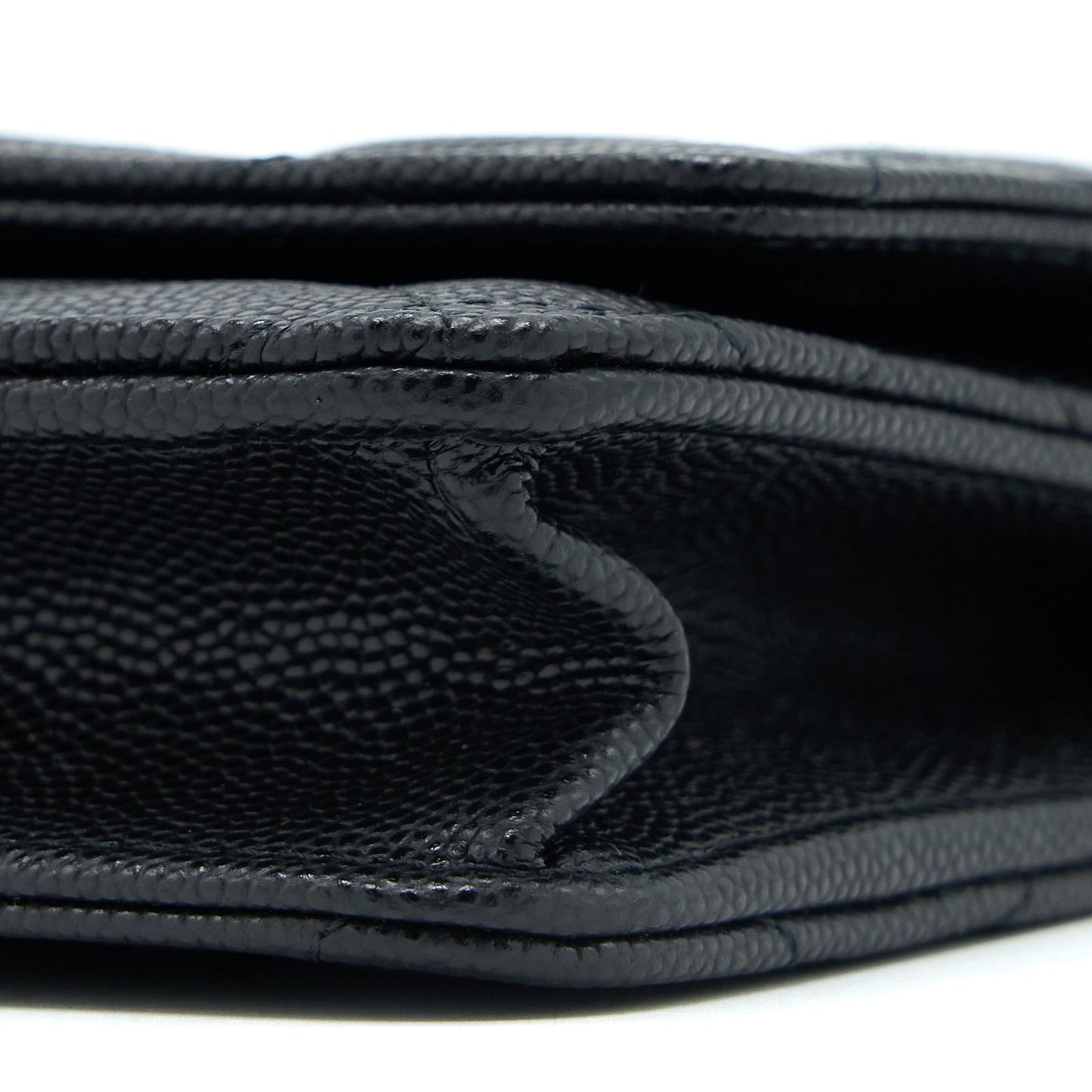 Chanel Giant CC Logo Wallet On Chain Caviar Black LGHW (Microchip)