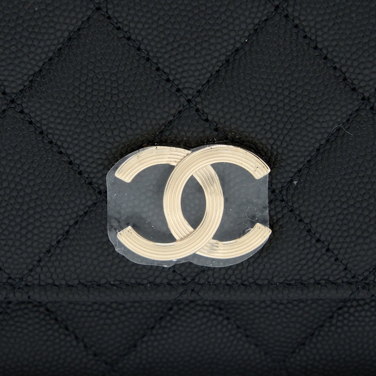 Chanel Giant CC Logo Wallet On Chain Caviar Black LGHW (Microchip)