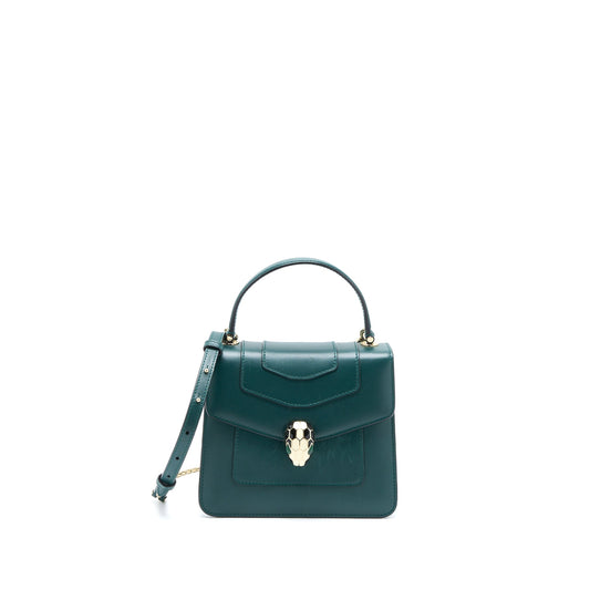 Bvlgari Top Handle Serpenti Bag Calfskin Green LGHW