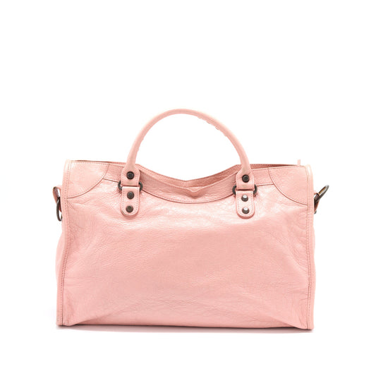 Balenciaga Classic City Bag Leather Pink Black Hardware