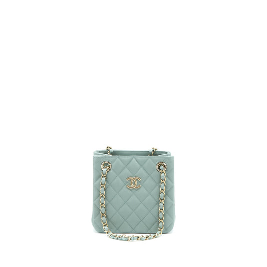 Chanel 23C Mini Bucket Caviar Light Grey LGHW (Microchip)