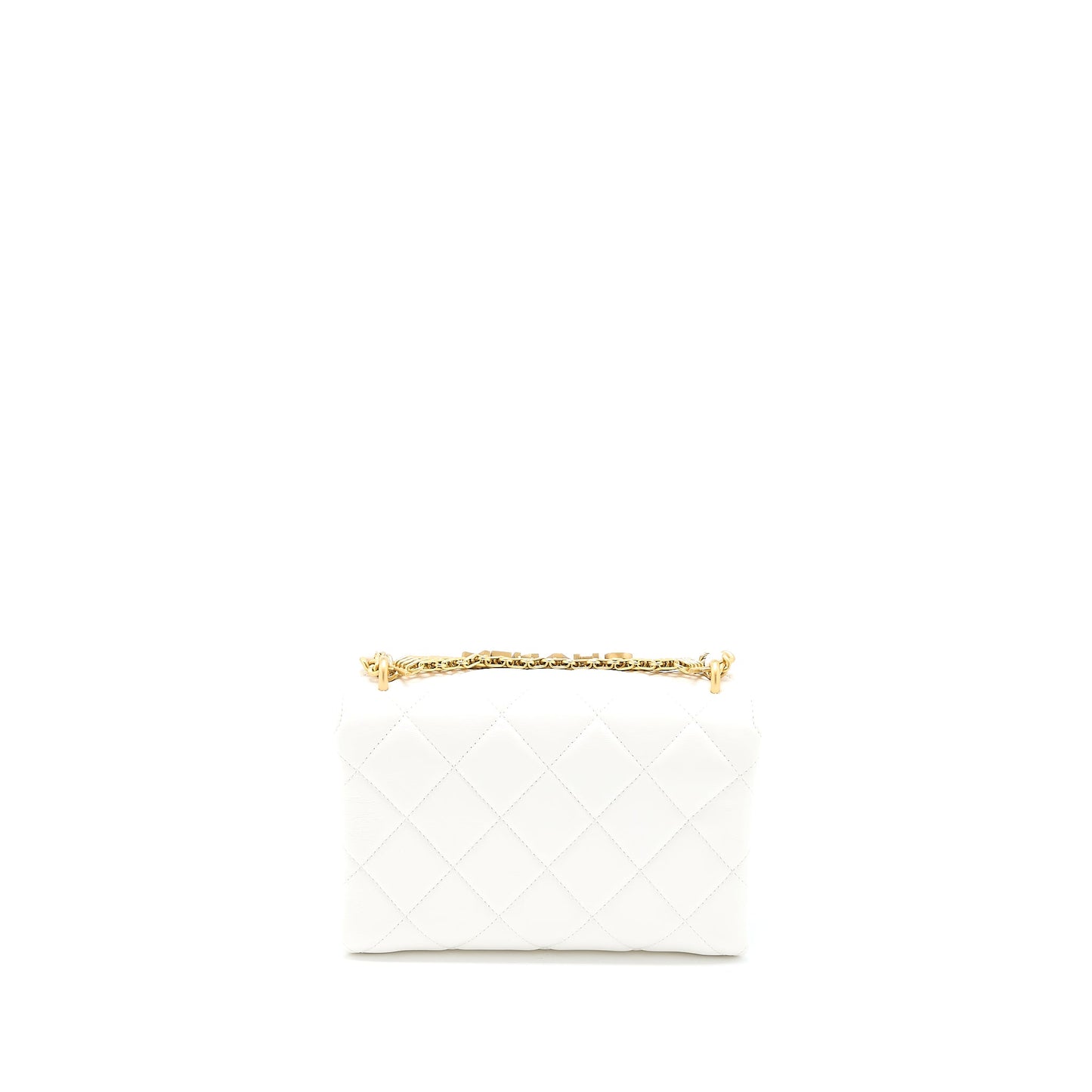 Chanel Quilted Flap Bag with Letter Chain Lambskin White GHW (Microchip)